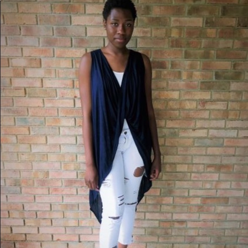 Draped High Low Sleeveless Top
